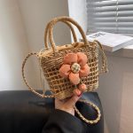 Wholesale Women Fashion Casual Vacation Straw Woven Beach Handbag - Image 8