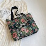 Wholesale Women Fashion Casual Large Capacity Floral Printed Canvas Tote Bag