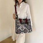 Wholesale Women Fashion Large Capacity Canvas Color Block Square Tote Bag - Image 4