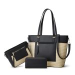 Wholesale Fashion Contrast Color Bag Stitching Large-Capacity Handbag Three-Piece Set - Image 8