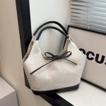 Wholesale Fashion Bow Denim Canvas Spliced Large Capacity Handbags - Image 8