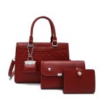 Wholesale Women Fashion Casual Solid Color Bag Large Capacity Handbag Three-Piece Set - Image 7