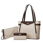 Women Fashion Retro Simple Color Block Pattern Printed Handbag Bag Three-Piece Set - Image 7