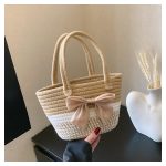 Wholesale Summer Women Casual Vacation Straw Woven Bow Floral Handbag - Image 7