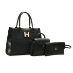 Wholesale Women Fashion Casual Solid Color Bag Stone Pattern Handbag Three-Piece Set - Image 6