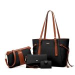Wholesale Women Fashion Simple Contrast Color Large Capacity Handbag 4piece Set - Image 6