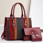 Wholesale Women Fashion Casual Color Block Large Capacity 3-Piece Set Handbag - Image 2