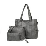 Wholesale Women Fashion Retro Solid Color Large Capacity Shoulder Bag Three-Piece Bag Set - Image 8