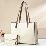 Wholesale Women Fashion Simple Pu Tote Bag Two-Piece Bag Set - Image 3