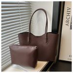 Wholesale Women Fashion Casual Solid Color Tote Bag Two-Piece Bag Set