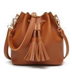Wholesale Women Fashion Tassel Drawstring Pu Bucket Bag - Image 8