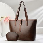 Wholesale Women Fashion Casual Solid Color Large Capacity Tote Bag Set - Image 2
