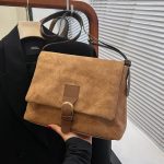 Women Fashion Retro Solid Color Frosted Shoulder Bag - Image 8