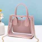 Wholesale Women Fashion Casual Transparent Pvc With Leather Chain Shoulder Bag