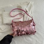 Wholesale Women Fashion Solid Color Sequin Shoulder Bag