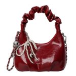 Women Fashion Solid Color Soft Leather Portable Chain Shoulder Bag - Image 7