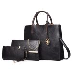 Wholesale Women Fashion Casual Solid Color Handbag Three-Piece Bag Set - Image 3