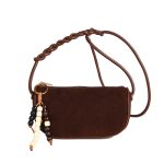 Women Fashion Simple Solid Color Letter Jacquard Bead Pendant Shoulder Bag - Image 8