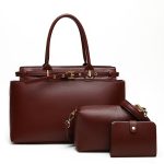 Women Fashion Retro Solid Color Large Capacity Handbag Three-Piece Bag Set - Image 8