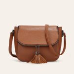 Wholesale Women Fashion Casual Solid Color Flip Saddle Tassel Shoulder Bag - Image 5