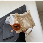 Wholesale Women Fashion Casual Solid Color Chain Plush Pendant Shoulder Bag - Image 7