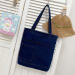 Wholesale Women Fashion Casual Simple Canvas Denim Shoulder Bag - Image 8