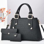 Wholesale Women Fashion Casual Solid Color Stone Pattern Handbag Three-Piece Bag Set - Image 8