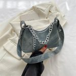Wholesale Women Fashion Casual Simple Denim Chain Shoulder Bag - Image 8