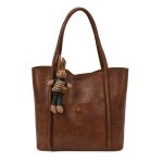 Wholesale Women Fashion Casual Retro Wax Leather Large Capacity Pendant Shoulder Bag - Image 7