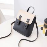 Wholesale Women Fashion Casual Contrast Color Double Buckle Backpack - Image 7