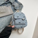 Women Fashion Corduroy Bowknot Printed Mini Backpack - Image 8