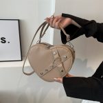 Wholesale Women Fashion Personalized Solid Color Rivet Love Shaped Shoulder Bag - Image 7