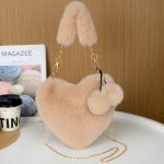 Wholesale Women Fashion Casual Solid Color Plush Heart-Shaped Large Capacity Handbag - Image 7