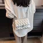 Wholesale Women Fashion Casual Solid Color Rhombus Chain Shoulder Bag - Image 8