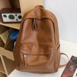 Wholesale Men Women Retro Leather Schoolbag College Students Commuter Travel Backpack - Image 8