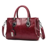 Wholesale Women Fashion Casual Retro Solid Color Oil Wax Tote PU Handbag - Image 8