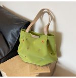 Wholesale Women Fashionable Solid Color Large Capacity Letter Embroidered Canvas Tote Bag - Image 8