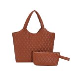 Wholesale Women Fashion Casual Solid Color Rhombic Large Capacity Handbag Two-Piece Bag Set - Image 8