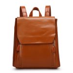 Wholesale Solid Pu Leather Women Soft Retro College Backpack
