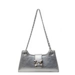 Wholesale Women Fashion Solid Color Bow Square Shoulder Underarm Bag - Image 7
