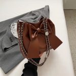Women Fashion Simple Bow PU Shoulder Bag - Image 8