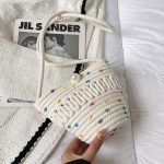 Women Fashion Simple Straw Woven Pearl Decoration Shoulder Bag - Image 8