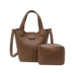 Wholesale Women Fashion Casual Solid Color Bucket HandBag Two-Piece Bag Set - Image 7