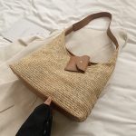 Wholesale Women Fashion Casual Large Capacity Contrast Color Hand Woven Tote Bag - Image 7