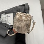 Women Fashion Casual Solid Color Tassels Bucket Shoulder Bag - Image 7