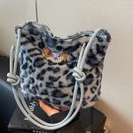 Women Fashion Cute Large-Capacity Leopard Plush Shoulder Bag - Image 7