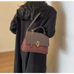 Women Fashion Retro Simple Splicing Suede Shoulder Bag - Image 7