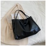 Women Casual Simple Solid Color Large Capacity Soft Leather Tote Bag - Image 6