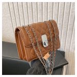 Women Fashion Casual Solid Color Rhombic Chain Small Square Shoulder Bag - Image 8