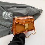 Women Fashion Elegant Solid Color Chain Small Square Shoulder Bag